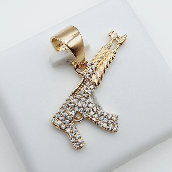 "14K Gold Plated Cubic Zircon Pendant, INUS1BR071 - Picture 6 of 10